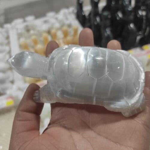 1pcs Natural white selenite tortoise carvings gypsum crystal turtle Figurine