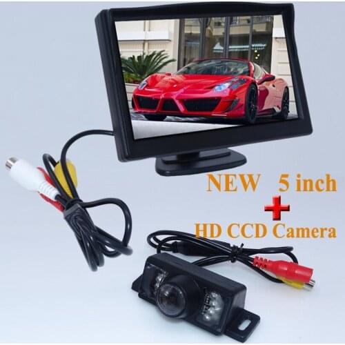 HD Parking Monitors, LED Night Vision Auto Reverse Backup CCD Vehicle Camera With 5 inch Car Rear View Mirror Monitor