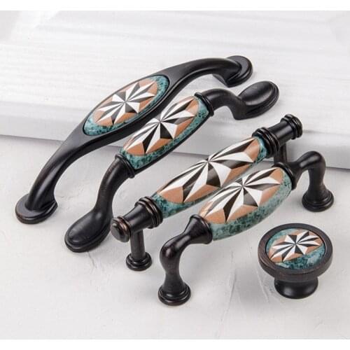 Ceramic Door Handles European Antique Furniture Handles Drawer Pulls Kitchen Cabinet Knobs and Handles