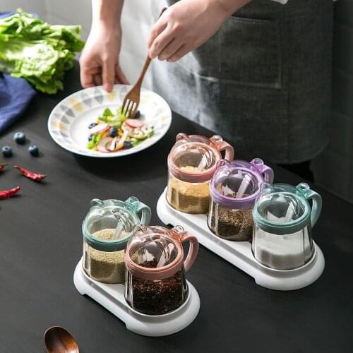 3PCS Bear Spice Seasoning Pot Set Spice Bottles Jars BBQ Condiment Home Kitchen Cruet Food Organizer Cute Large Capacity Tools
