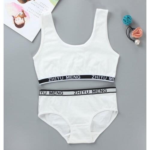 Girls Puberty Bra Set Childrens Underwear Without Steel Ring Candy Color Training Bras for Teenagers Cotton Sport Underwear Set