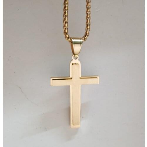 Crucifix Jesus Cross Pendant Necklace For Men Women Christmas Gift Gold Stainless Steel Christian Female Jewelry Dropshipping
