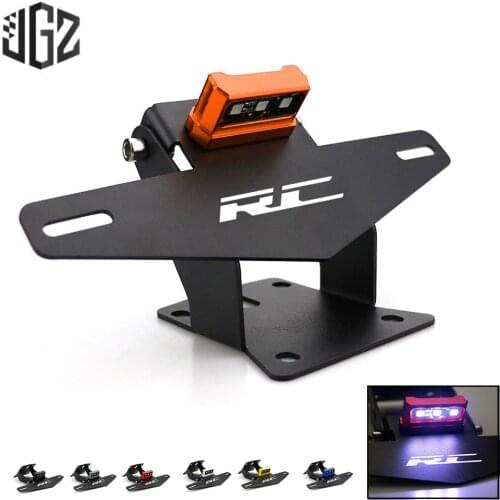 Motorcycle CNC Rear License Plate Holder Bracket with LED Lamp for KTM RC 200 250 390 2013 2014 2015 2016 2017 2018 2019 2020