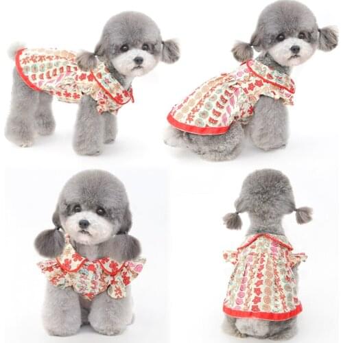 Summer Dog Clothes for Cat Printed dress Puppy Skirt Yorkshire Chihuahua Shih Tzu maltese Pomeranian Bichon Poodle Pet Clothing