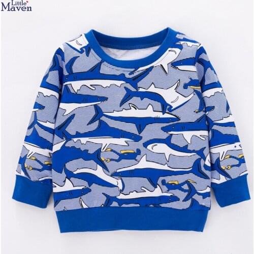 Little Maven Brand autumn winter baby boy clothes childrens shark print sweater for Kids 2-7 Years QZ47