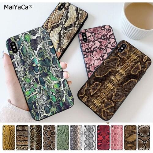 MaiYaCa Pink Leather Snake Soft black Phone Case for iPhone 11 pro XS MAX 8 7 6 6S Plus X 5S SE 2020 XR cover