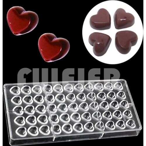 55 Hole Small Herat Polycarbonate Chocolate Mould For Baking Pastry Belgium Sweets Candy Mold Trays Bakeware Confectionery Tool