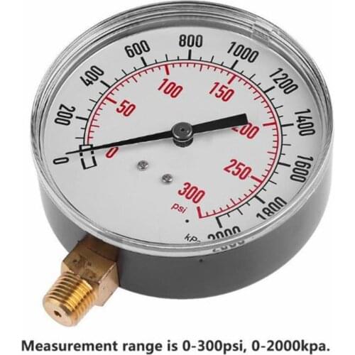 TS-Y91 1/4 Inch NPT 0-300psi 20bar Pressure Gauge Air Compressor Pressure Gauge Water Pressure Tester