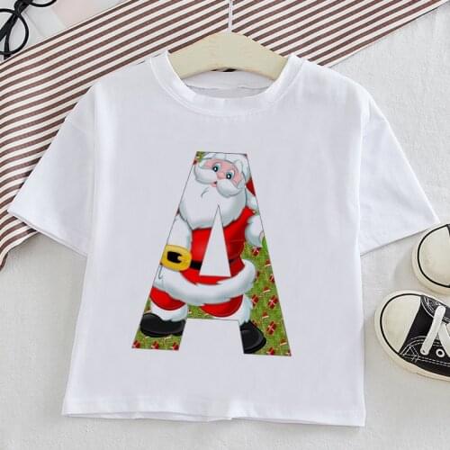 Baby Girls Cute Christmas 26 Letters Print T Shirt Cartoon Funny Kids T-shirts Boys Clothes Children Summer Tops Christmas Gift