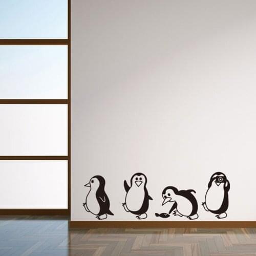 Family Wall Stickers Mural Art Home Decor DIY Removable Penguin Wall Stickers Home Decorative Decal Kids Nursery Baby Room