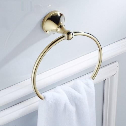Golden Towel Ring Wall Mounted Towel Bar Bathroom Accessories Bath Towel Holder KD872