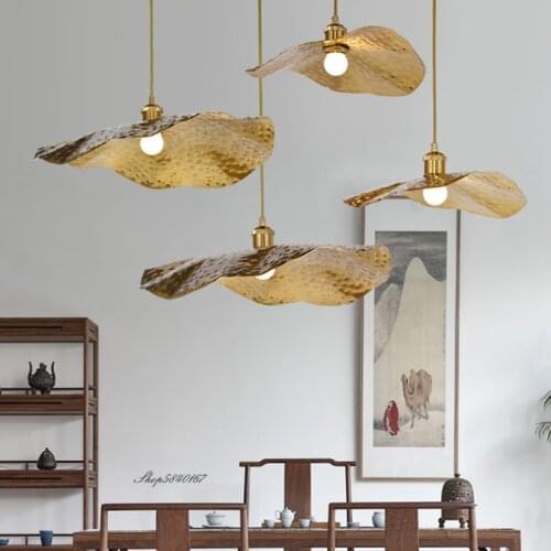 2021 New Lotus Pendant Lights Nordic Copper Ceiling Hanging Lamps for Living Room Dining Room Decor Restaurant Loft Led Hanglamp