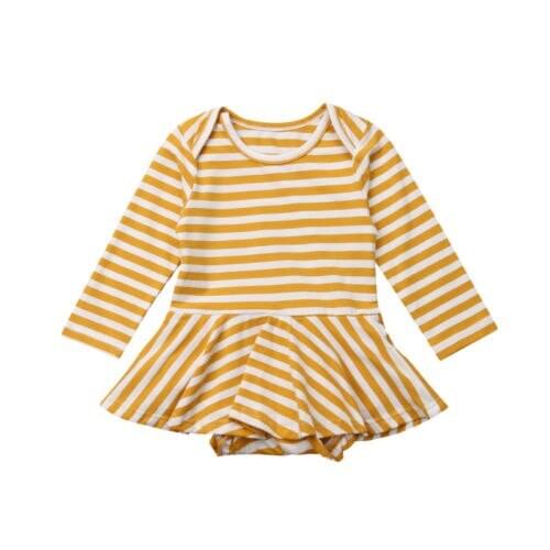 Newborn Infant Baby Girl Stripe Long Sleeve Romper Dress Jumpsuit Outfit Clothes Size 1-3T