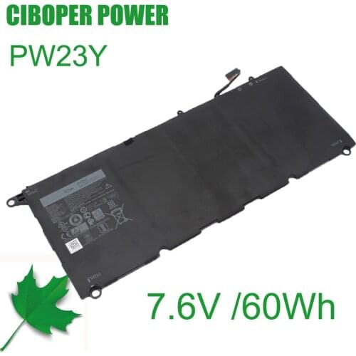 Original Quality New Laptop Battery For 13 9360 Series RNP72 TP1GT PW23Y 7.6V 60Wh PW23Y Li-ion