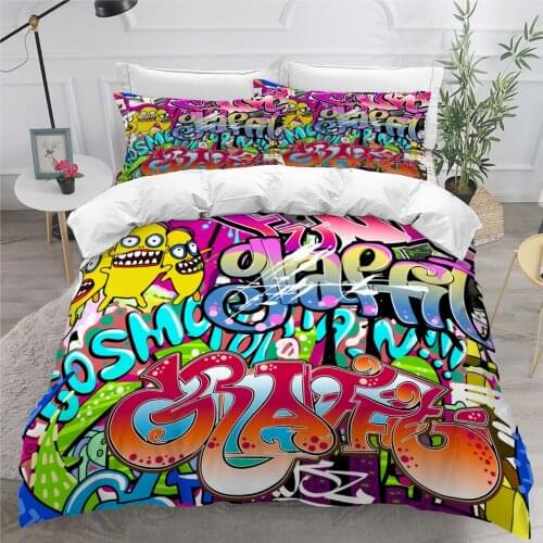 Eurppe and America Duvet Cover Set Bedding Sets Comforter Case Pillowcase King Queen Double Single Size 3D Graffiti Home Textile