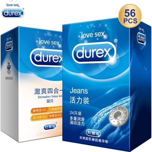 Durex Condom 56Pcs Sensation Value 4in1 Ultra Thin Double Lubricant Sex Products Intimate Goods Penis Cock Sleeve Sex for Men