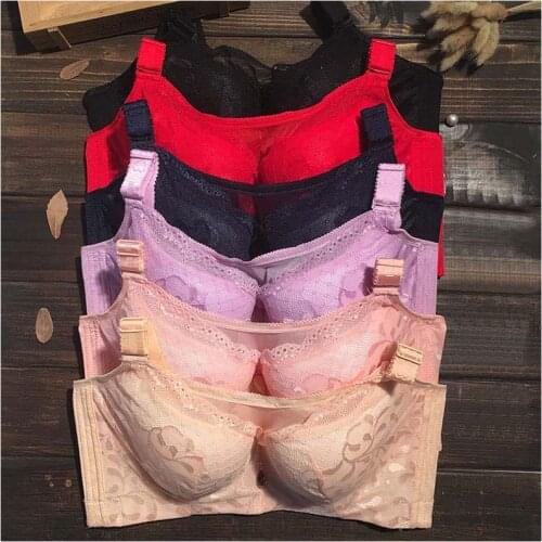 Simple classic sexy lace bra 6 colors black khaki blue pink red lavender Womens underwear tube top push up full cup bh C3311