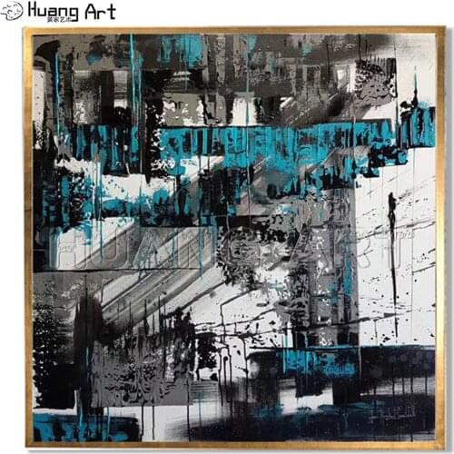 Factory Direct Sale Hand-painted Abstract Knife Oil Painting on Canvas for Living Room Decor Black Abstract Texture Painting