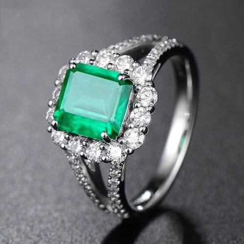 QTT Silver Ring for Women Hollow Square Zircon Stone Rings Ladies Girls Vintage Wedding Engagement Women 925 Silver Jewelry