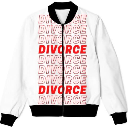 REAL American SIZE DIVORCE Sublimation Print Zipper Up Jacket Plus SIze 4XL 5XL 6XL