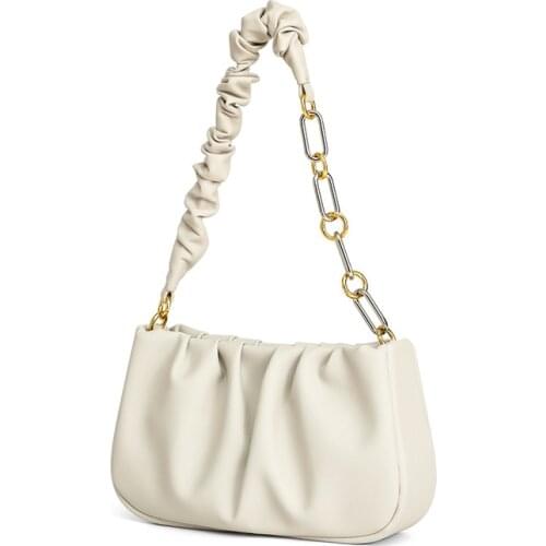Bag For Women Luxury Designer Hobos 2021 Soft Genuine Leather Bag Chain Handbags Ruched Women Crossbody Bag Women Shoulder Bag