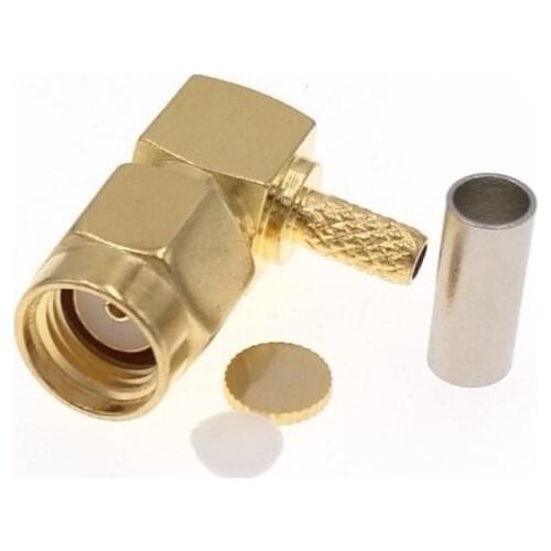 RP-SMA Male Right Angle Crimp RF Connector For RG174 RG316 LMR100 RG179 Cable