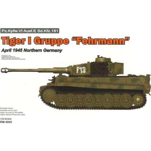 RYE FIELD RFM RM-5005 1/35 Scale Tiger I Gruppe "Fehrmann" Pz.Kpfw.VI Ausf.E Sd.kfz.181 Plastic Model Building Kit