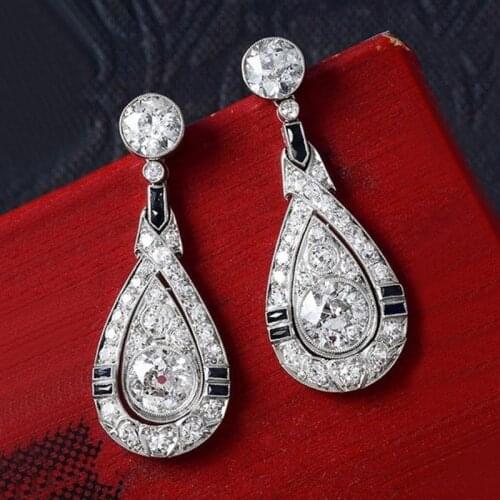 Huitan Chic Wedding Dangle Earrings for Women 2021 Water Drop Design Elegant Bridal Marriage Ceremony Party Fashion Accessories