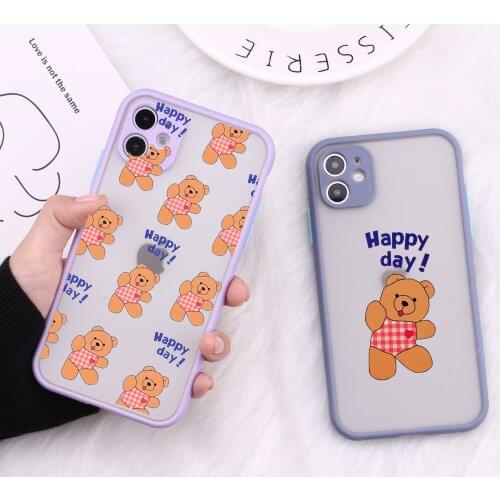 ZUIDID Silicone Phone Cover Case For iPhone 12 11 Pro X XS XS MAX XR 6 8 7 Plus SE20 Cartoon Bear Coque Clear Hard Matte Fundas