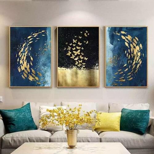 Modern Minimalist Art Abstract Gold Foil Poster Living Room Sofa Background Wall Home Decoration Painting Core