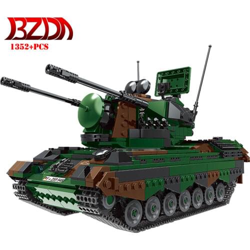 BZDA Military Tank Building Blocks Kampfpanzer Leopard 2A6 Tank Vehicle Model Truck Bricks Childrens Toys Boys Gift