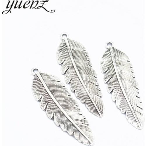 YuenZ 10pcs vintage silver Plated feather Charms Pendant DIY for bracelet necklace 43*14mm D316