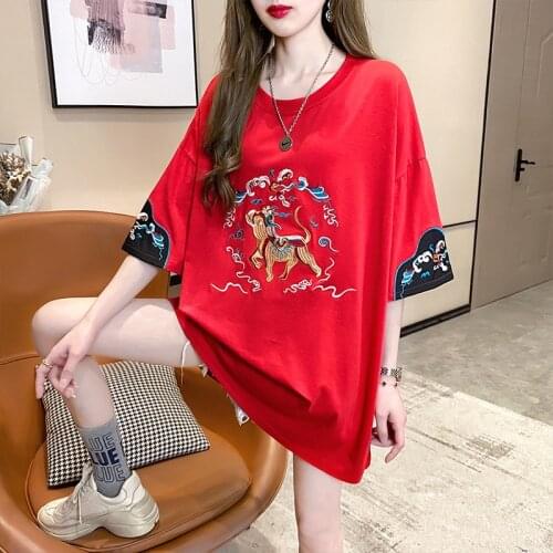 2021 Summer New Women Short Sleeve T-Shirt Clothes Chinese Style Harajuku Blouses Plus Sizes Casual Tops Ropa Camisetas De Mujer