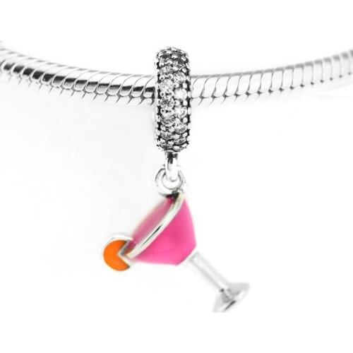925 Sterling Silver Jewelry Fruity Cocktail Dangle Charm Fit European DIY charms bracelets for women silver beads