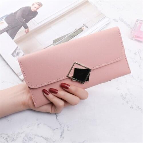 Wallet Women Long Square Hasp Female Fashion Solid Color Coin Purses Ladies Pu Leather Card Holder Clutch Bag Phone Bag