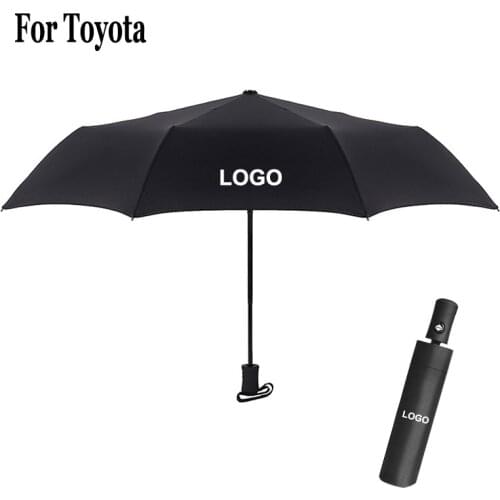 For Toyota Logo Rain Umbrella Black Luxury Business Men Women 3 Folding Strong Windproof Sunscreen Anti UV Sun Parasol Portable