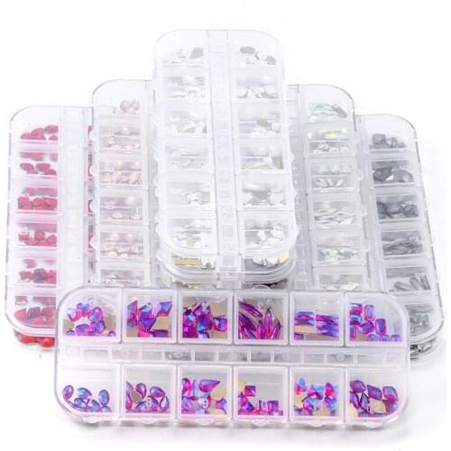 1 Set 120pcs Multi-shape Flat Back Multi-size Glass Crystal Rhinestone Nail Art Craft Crystal 3D Decor Flat Back Rhinestone