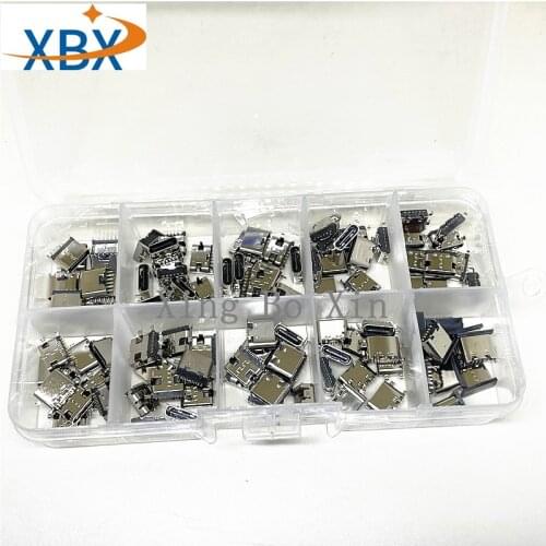 100Pcs 10Models Type-C USB Charging Dock Connectors Mix 6Pin And 16Pin Use For Mobile Phone And Digital Product Repair Kits