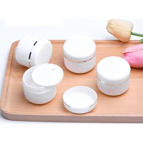 20Pcs 50g White Travel Face Cream Lotion Cosmetic Container Empty PP Plastic Makeup Jar Pot Refillable Bottles