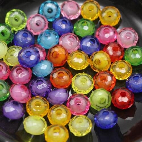 200 Mixed Color Acrylic Faceted Rondelle Spacer Beads 8X6mm "Bead in Bead"