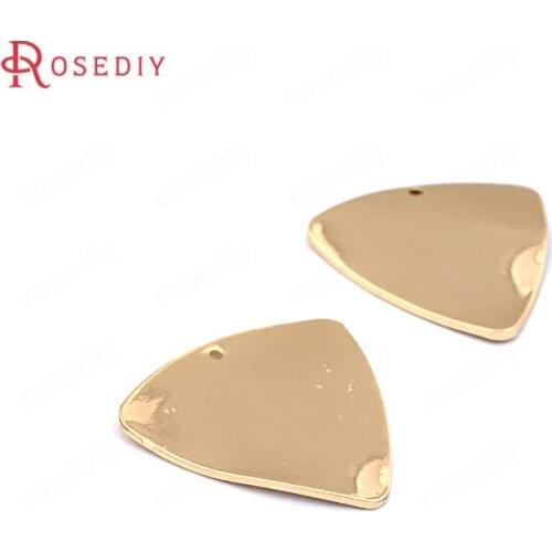 33660-G)10PCS 26x26MM thickness 1MM 24K Gold Color Brass Wave Triangle Charms Jewelry Making Supplies Diy Findings Accessories