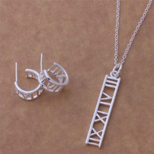 AS112 Hot Sale Silver Plated Color Jewelry Sets For Women Wholesale High Quality Classic Earring 230 + Necklace 255