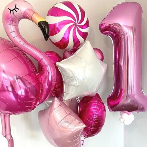 Big Size Flamingo Foil Balloons for Birthday Summer theme Party 18inch Star Heart Candy Helium ballon Globos Decor Supplies Toys