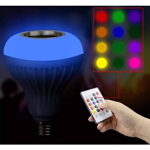 Dimmable E27 RGB LED Light Bluetooth Speaker Bulb Remote Control Music Play Lamp