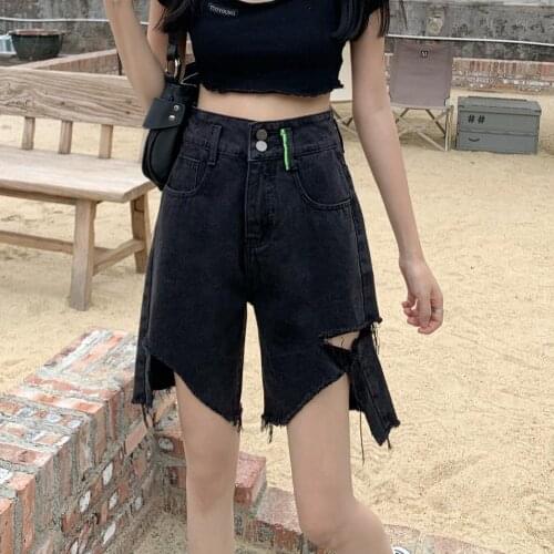 Real Shot Five-Point Denim Shorts Womens Wide-Leg Summer Loose High-Waisted Thin European American Hot Girls Pants