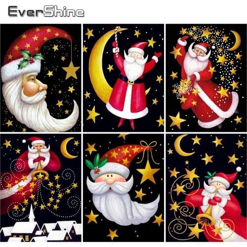 EverShine Diamond Embroidery Christmas Deer Diamond Mosaic Full Square Santa Picture Rhinestone Painting Cross Stitch Home Decor