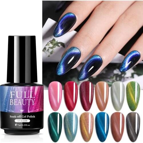 7ml 9D Chameleon Magnetic Cat Eye Gel Varnish Nail Polish Gradient Pink Blue Manicure Soak Off UV LED Nail Art Varnish NL9D01-10