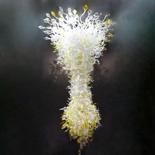 Giant Size White Special Design Blow Art Glass Chandelier Murano Style Modern Hotel House Hallway Stair Decoration