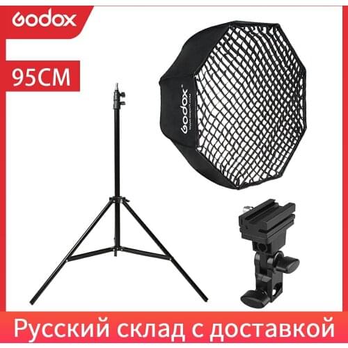 Godox Portable 95cm 37.5in Octagon Umbrella Softbox with Honeycomb Grid,Light Stand,Hot Shoe Holder Bracket for Flash Speedlight