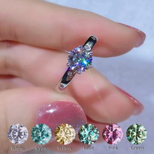 Moissanite Ring Resizable rings adjustable 1CT color D-F VVS 100% 925 Sterling Silver For Women Girl Wedding Engagement Ring